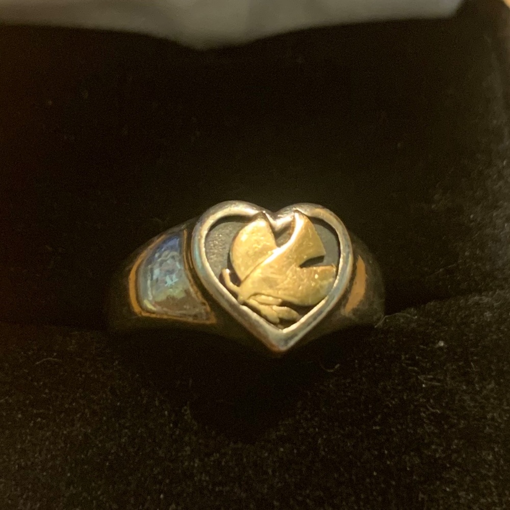RETIRED James Avery Descending Dove with olive leaf ring